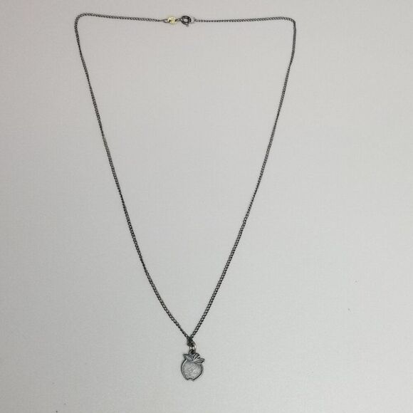 Vintage Tiny Apple Pendant Charm Necklace, Sterling Silver Chain, 16 inches - Picture 3 of 9